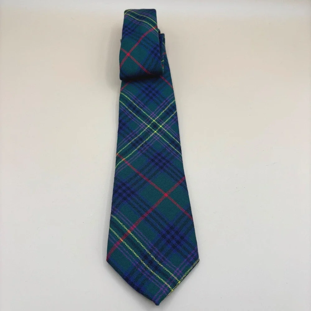 Scotland House Ltd 100% Wool Tie Mens Green Tartan Excellent Heritage Kennedy